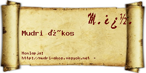 Mudri Ákos névjegykártya